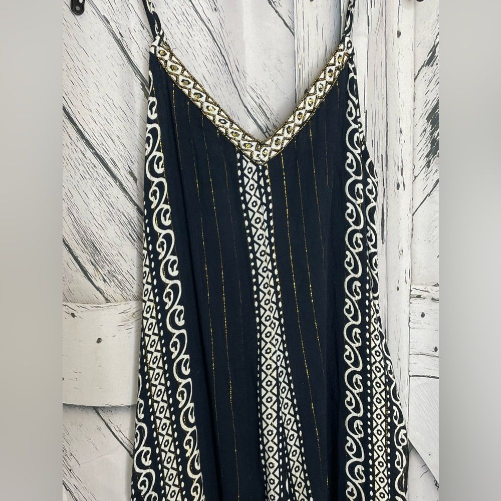 Nwt Zury Bohemian Romper Black & White Metallic Free Size — image 2 of 8